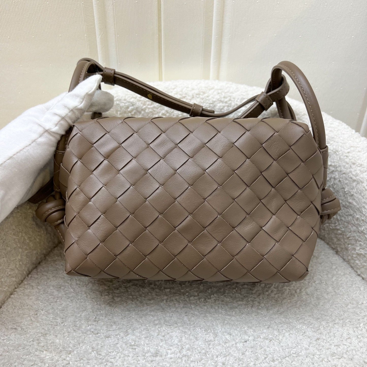 Bottega Veneta Top Handle Crossbody Loop Bag in Pinecone Intrecciato Calfskin