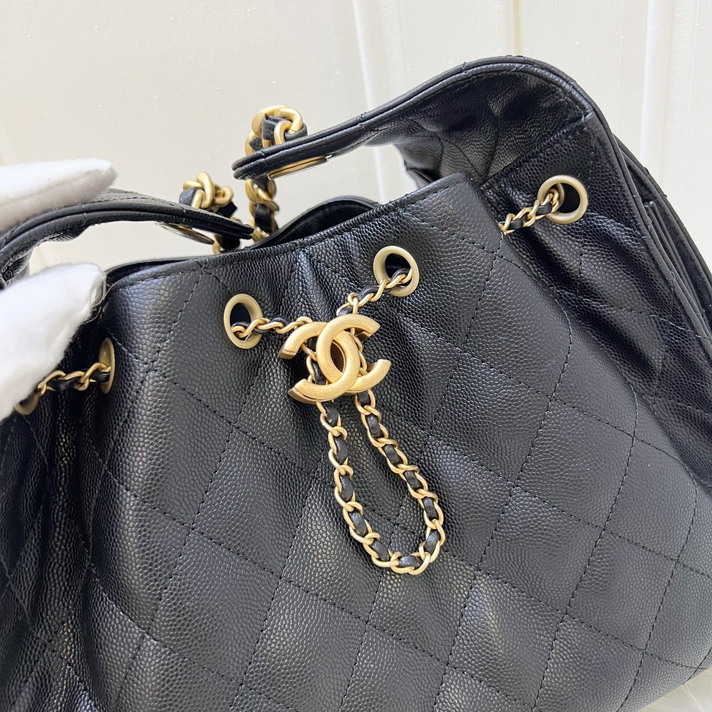 Chanel 25 Small Hobo Bag in Black Caviar and AGHW (Model: AS5293)