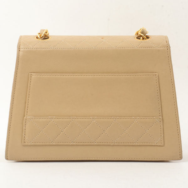 Chanel Around 1990 Made Design Flap Turn-Lock Chain Bag With Pouch Beige