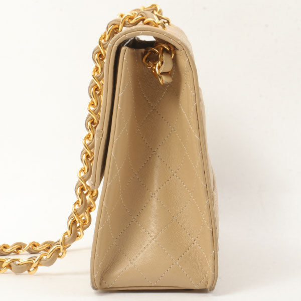 Chanel Around 1990 Made Design Flap Turn-Lock Chain Bag With Pouch Beige