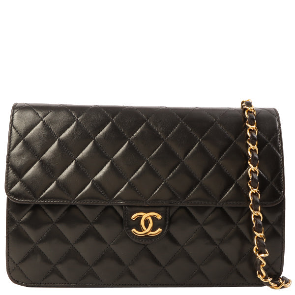 Chanel Around 1998 Made Cc Mark Plate Chain Bag Black