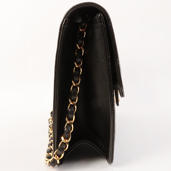 Chanel Around 1998 Made Cc Mark Plate Chain Bag Black