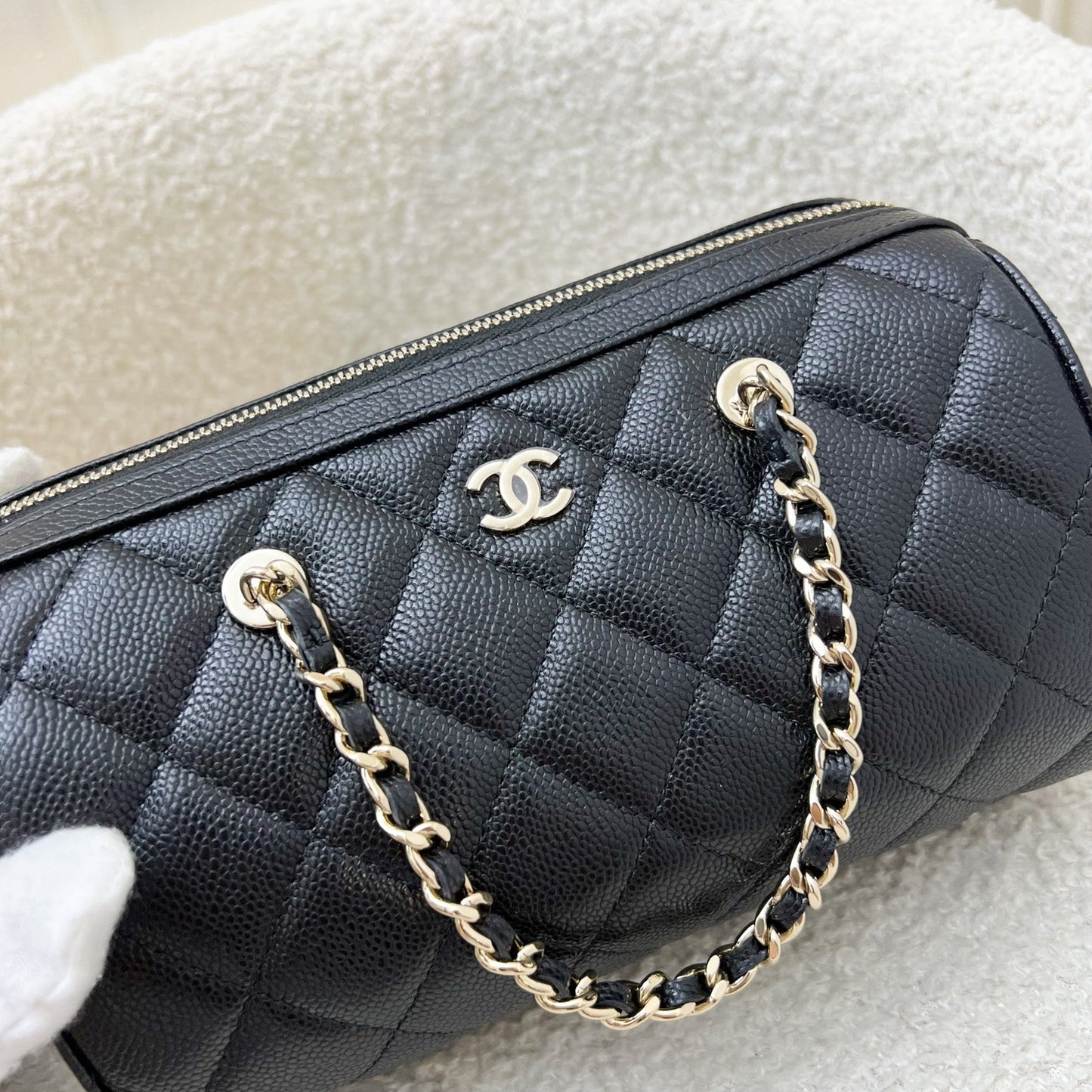 Chanel 25P Bowling Bag in Black Caviar and LGHW (Model: AP4474)