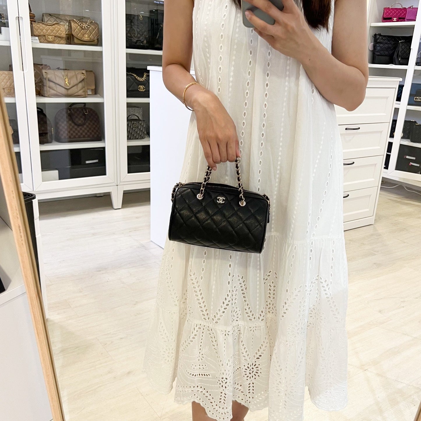 Chanel 25P Bowling Bag in Black Caviar and LGHW (Model: AP4474)