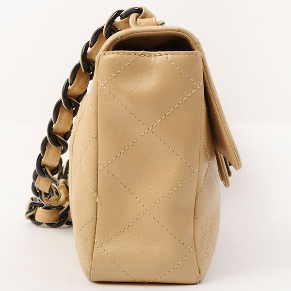 Chanel Around 2000 Made Classic Flap Acrylic Chain Bag 25Cm Beige