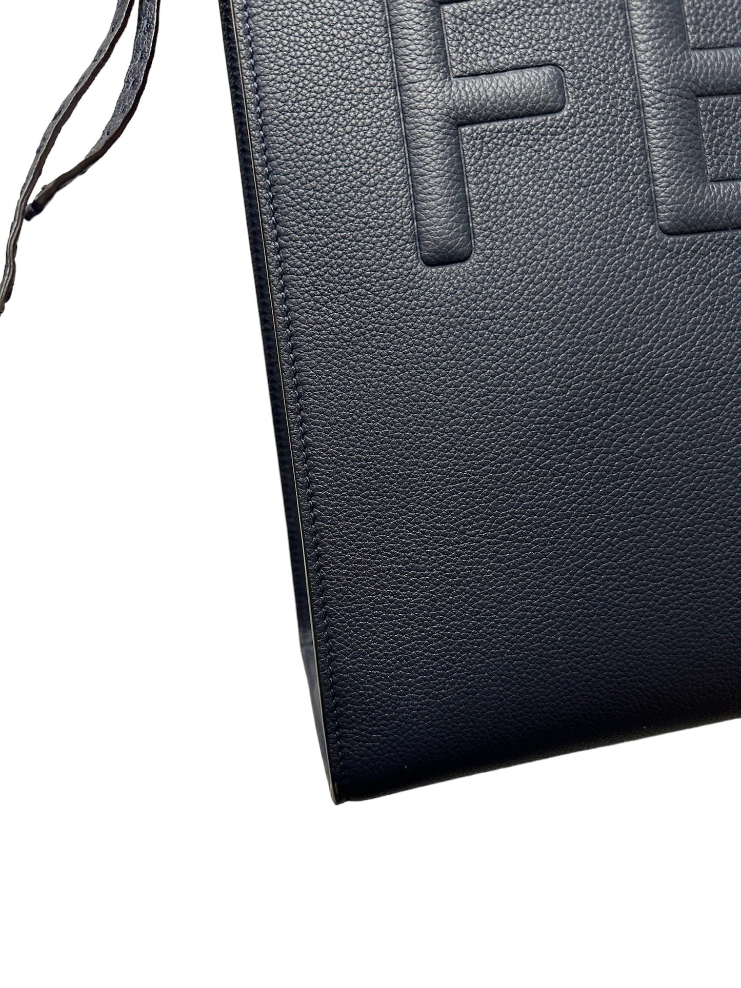 FENDI - Roma Dark Blue Grained Leather Medium Go To Shopper