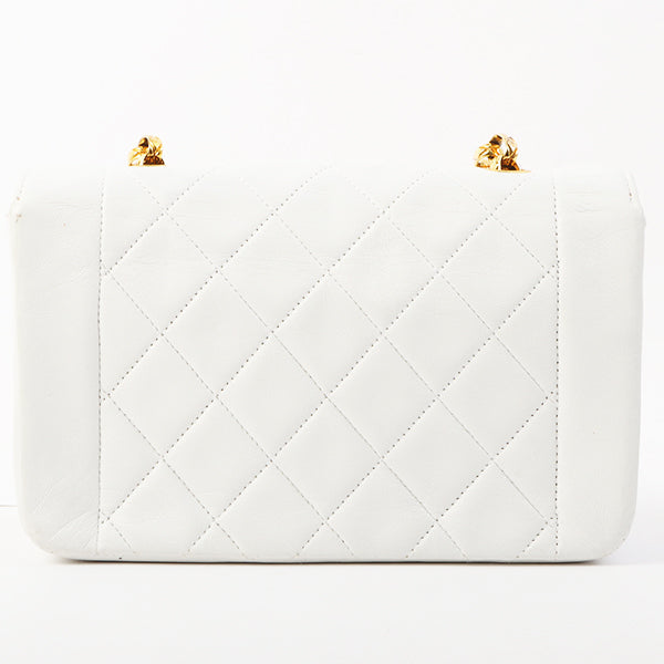 Chanel Around 1997 Made Edge Design Flap Turn-Lock Bijoux Chain Bag White