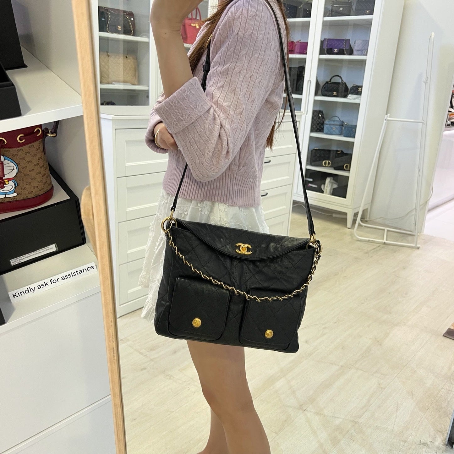 Chanel 25P Maxi Hobo Bag in Black Caviar and AGHW (Model: AS5385)