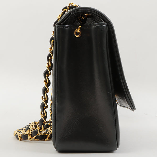 Chanel Around 1998 Made Mademoiselle Stitch Turn-Lock Chain Bag Black