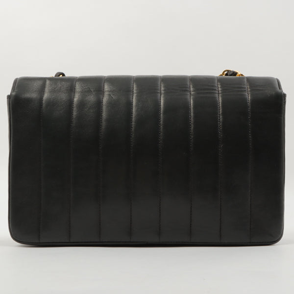 Chanel Around 1998 Made Mademoiselle Stitch Turn-Lock Chain Bag Black