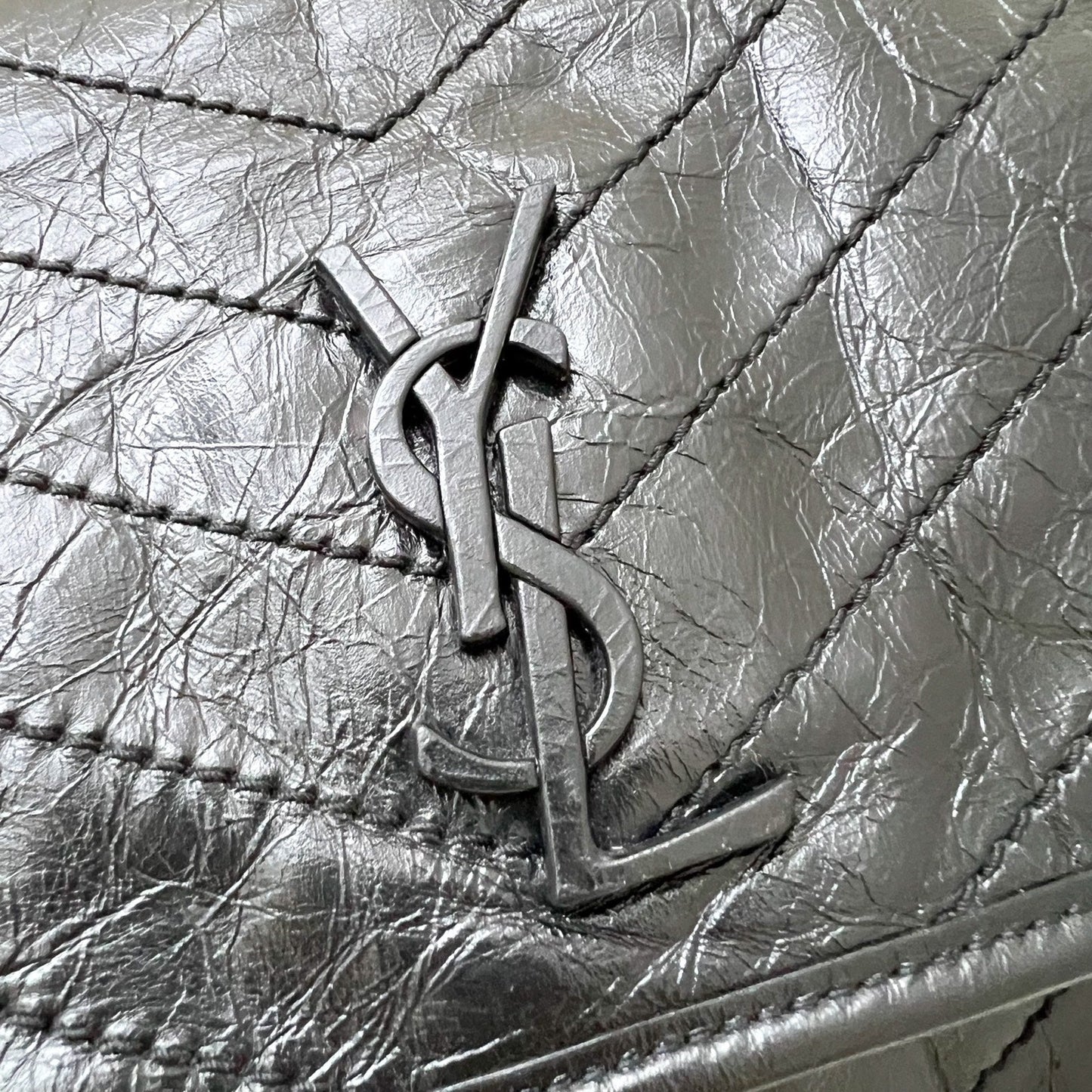 Saint Laurent Medium Niki in Black Crinkled Calfskin and GHW