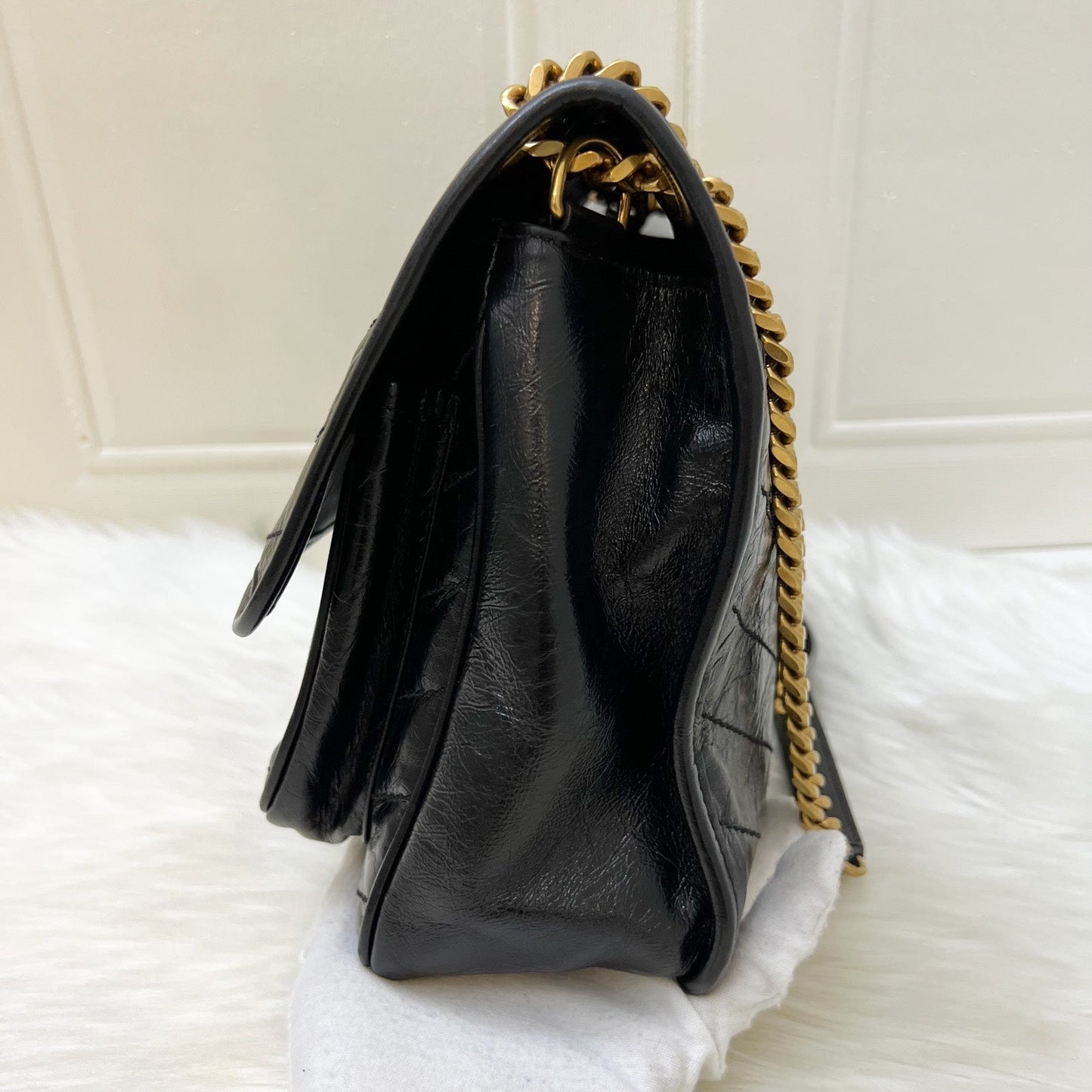 Saint Laurent Medium Niki in Black Crinkled Calfskin and GHW