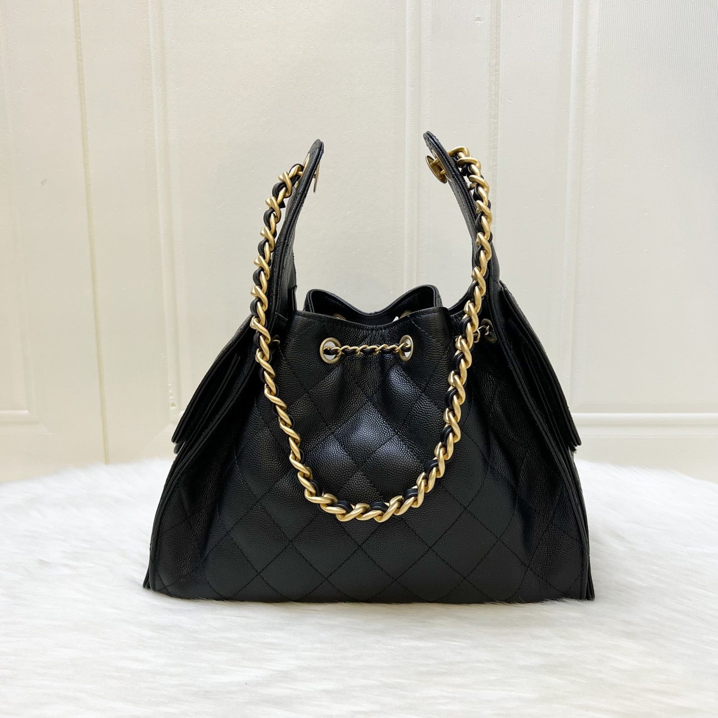 Chanel 25 Small Hobo Bag in Black Caviar and AGHW (Model: AS5293)