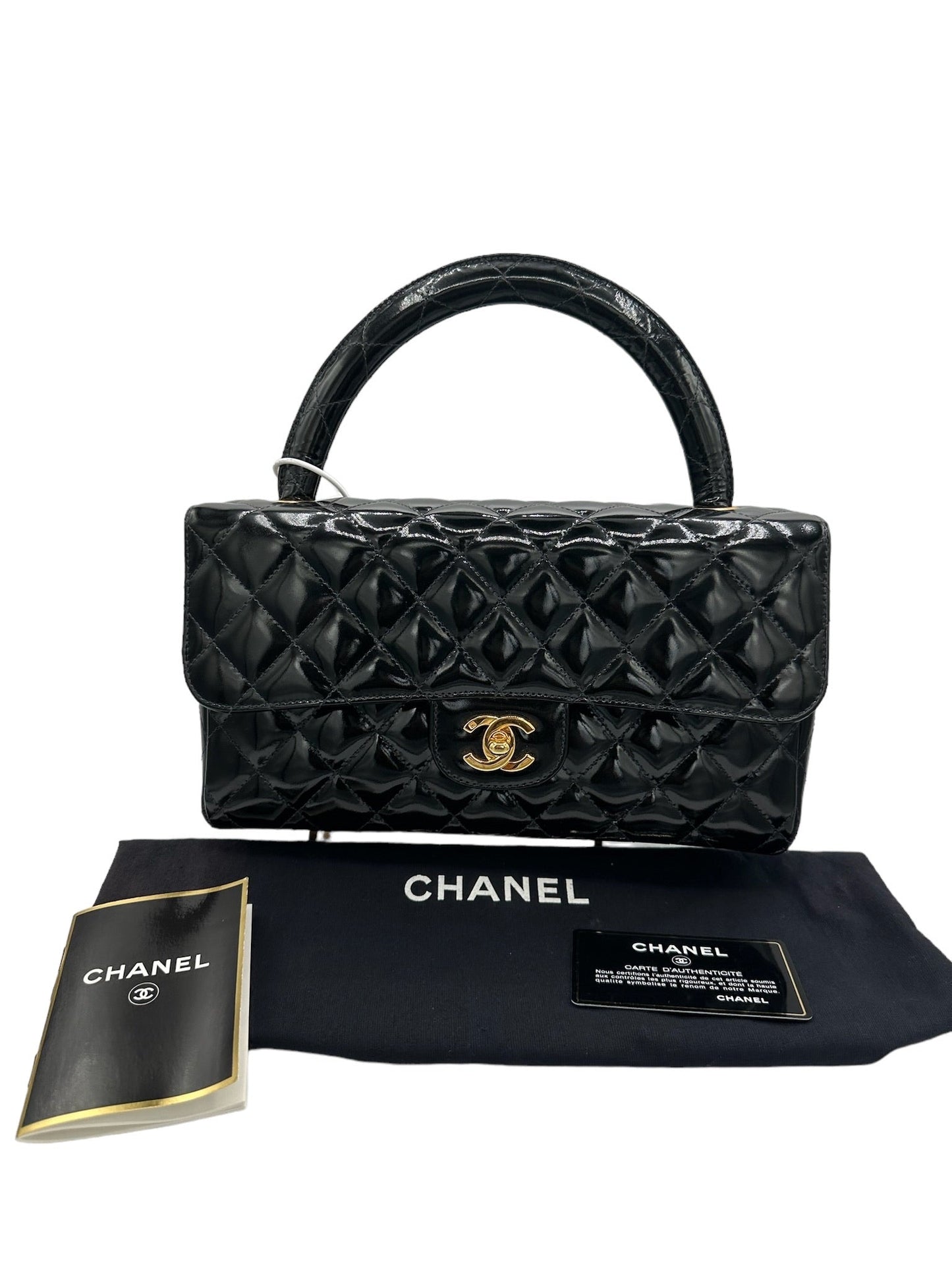 CHANEL - Kelly Medium Patent Black Leather Handbag