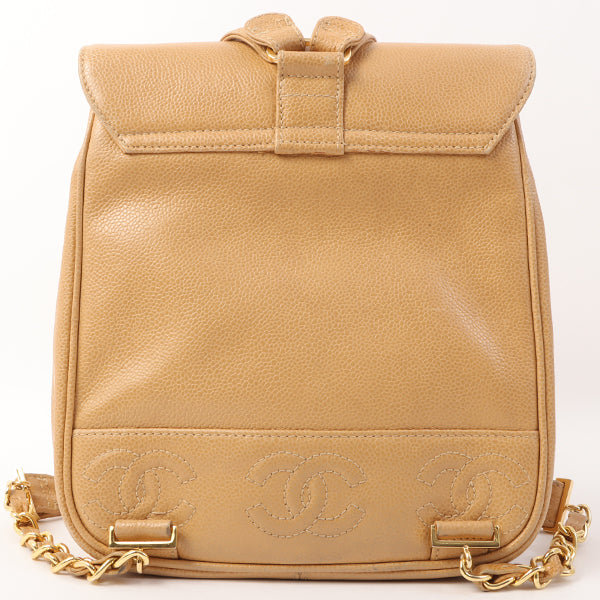 Chanel Around 1995 Made Caviar Skin Turn-Lock Backpack Beige