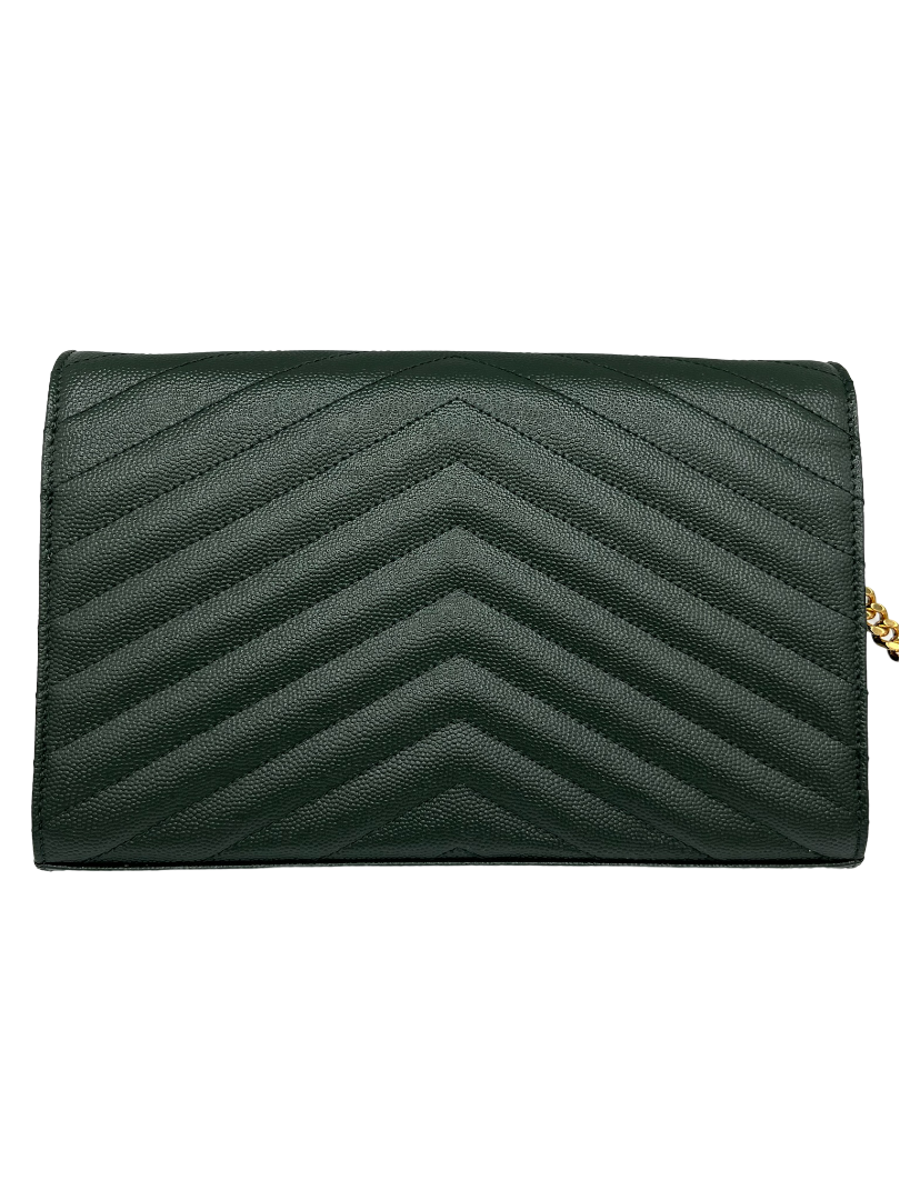 SAINT LAURENT - Green Envelope WOC Grain de Poudre Leather