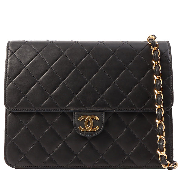 Chanel Around 1998 Made Cc Mark Plate Chain Bag Black