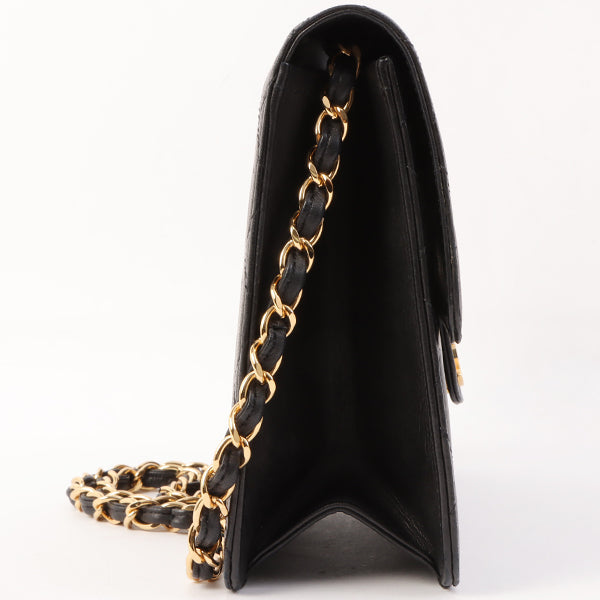 Chanel Around 1998 Made Cc Mark Plate Chain Bag Black