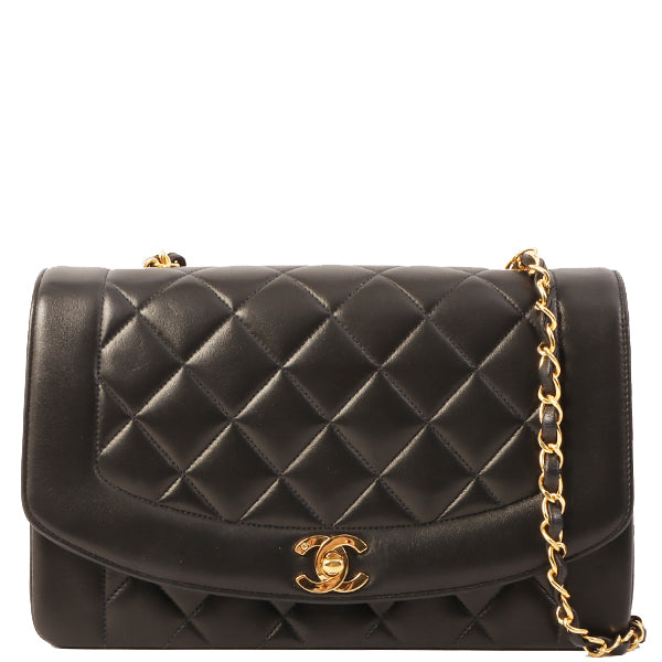 Chanel Around 1992 Made Diana Flap Chain Bag 25Cm Black