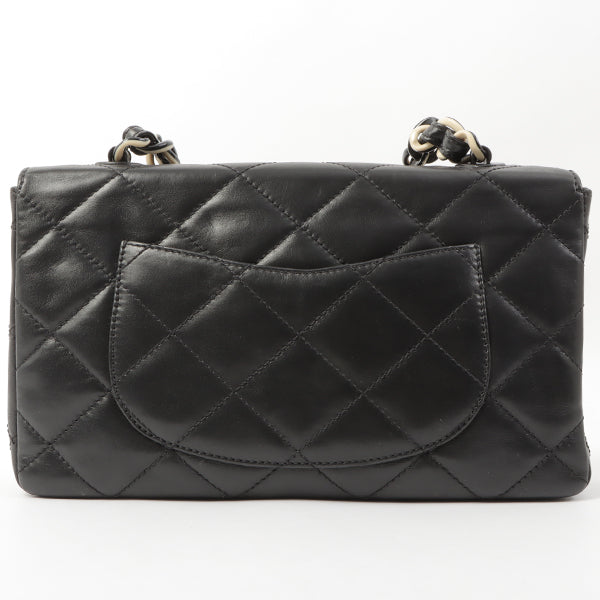 Chanel Around 2000 Made Turn-Lock Plate Plastic Chain Bag Black