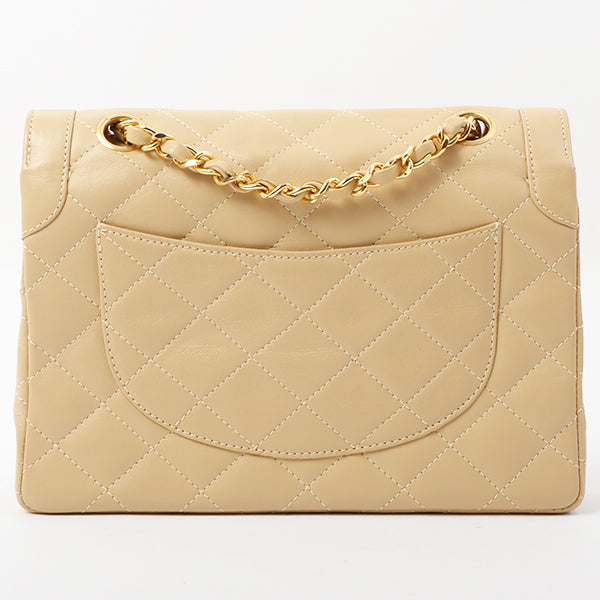 Chanel Around 1997 Made Paris Limited Design Flap Turn-Lock Chain Bag Beige