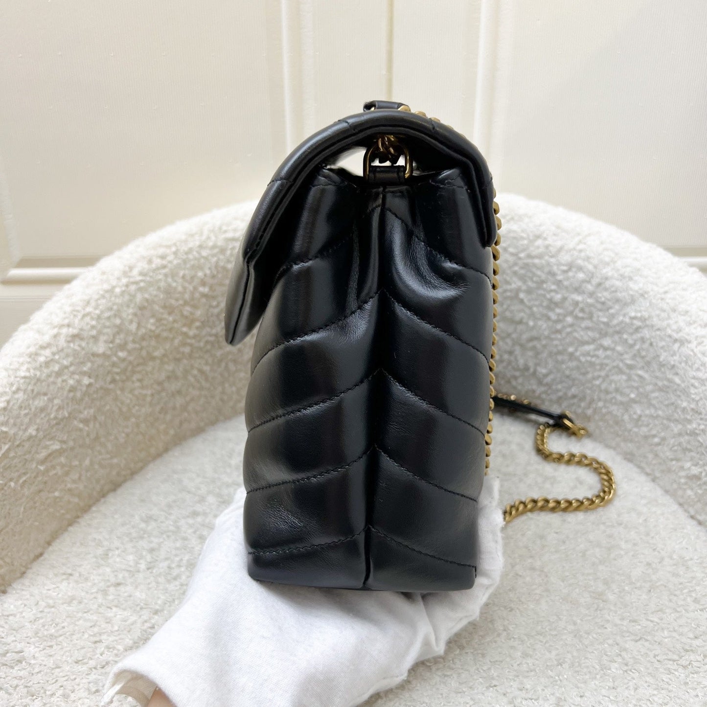 Saint Laurent YSL Small Loulou in Black Lambskin and GHW
