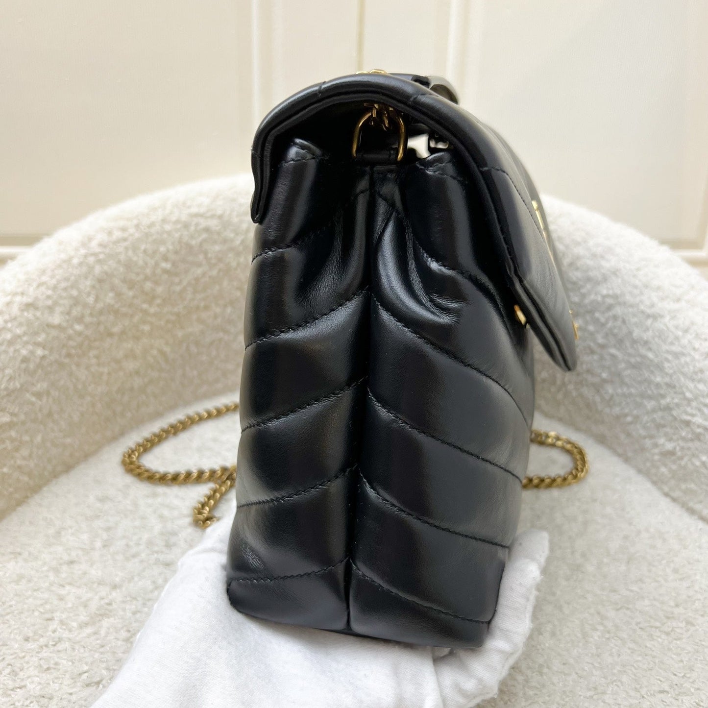 Saint Laurent YSL Small Loulou in Black Lambskin and GHW