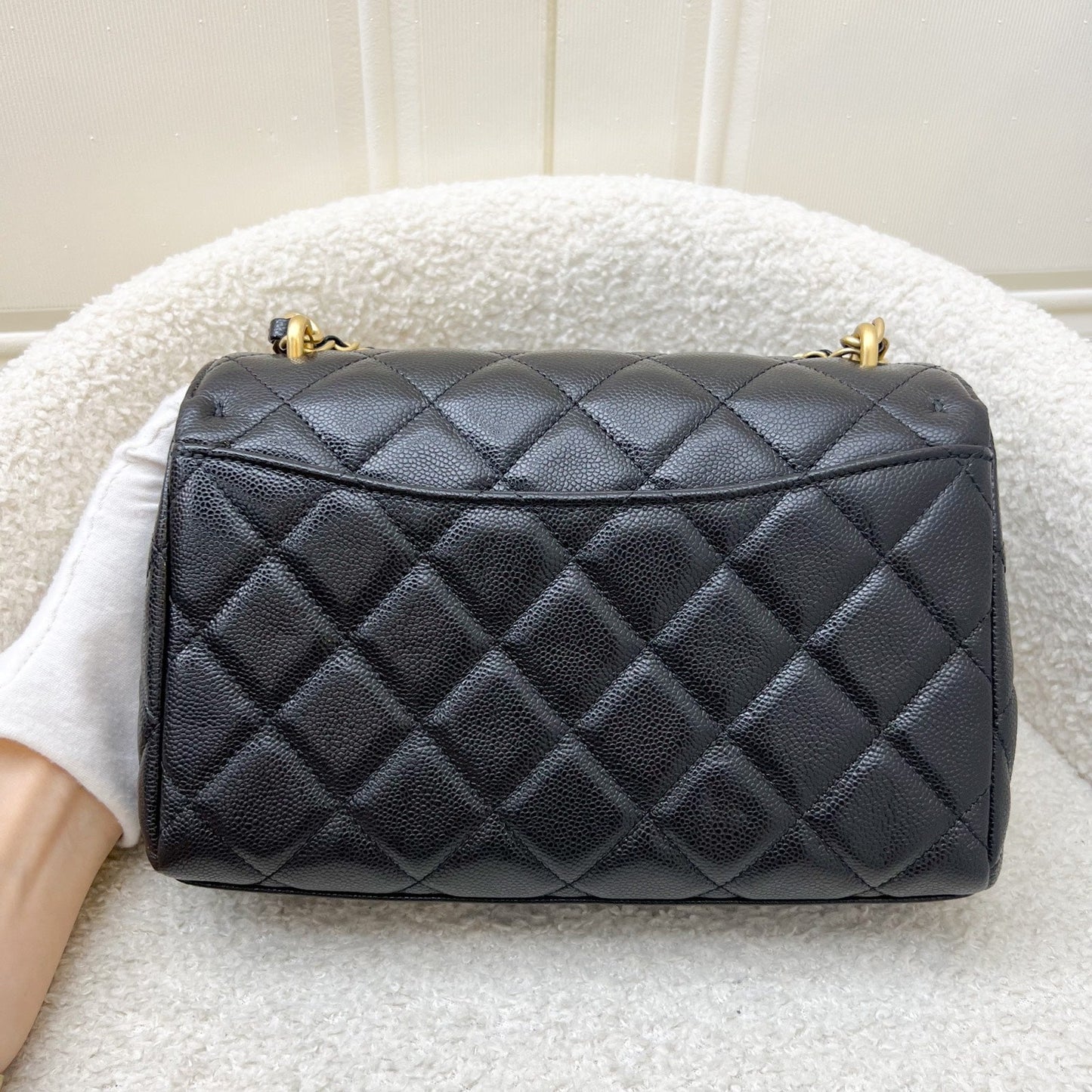 Chanel 25P Seasonal Small / Mini Flap Bag in Black Caviar and AGHW (Model: AS5240)