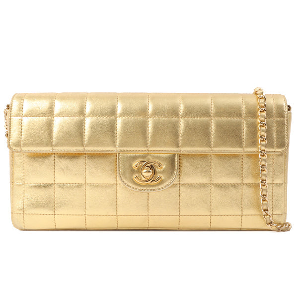 Chanel Around 2002 Made Chocolate Bar Turn-Lock Chain Bag Gold