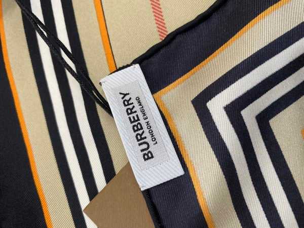 Burberry Beige Burberry Logo Print Small Silk Scarf
