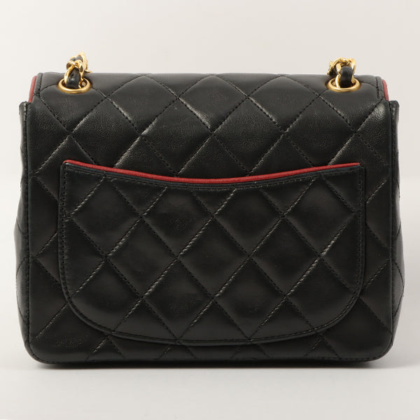 Chanel Around 1990 Made Bicolor Classic Flap Chain Bag Mini Black/Bordeaux