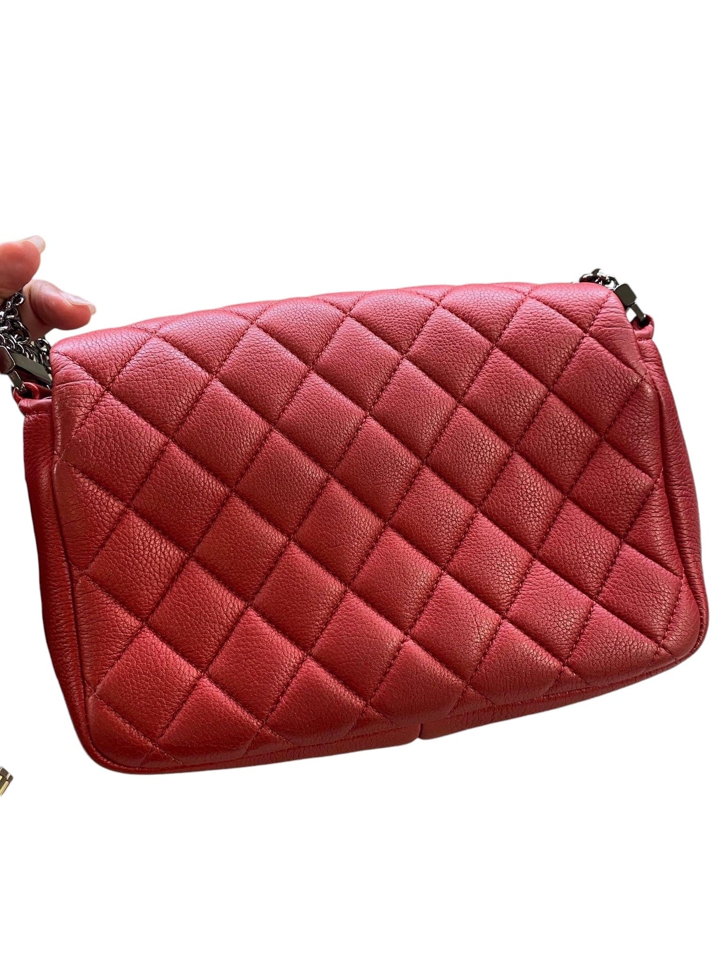 CHANEL - Red Calfskin Quilted Multi Chain Flap