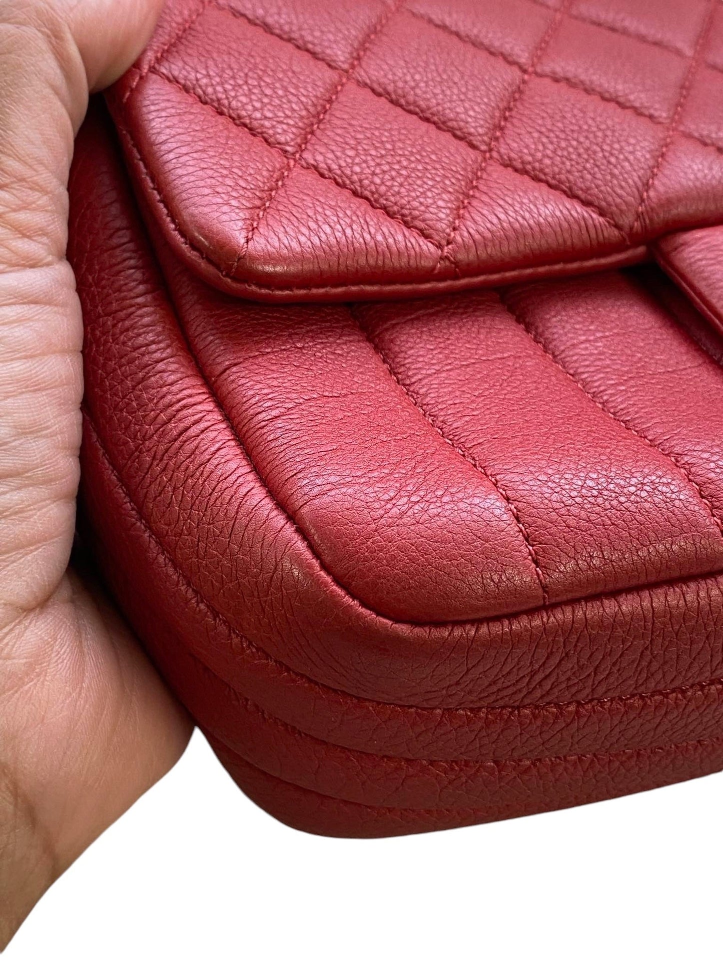 CHANEL - Red Calfskin Quilted Multi Chain Flap