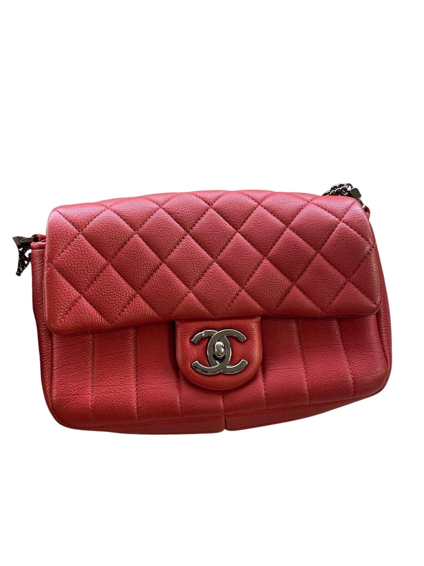 CHANEL - Red Calfskin Quilted Multi Chain Flap
