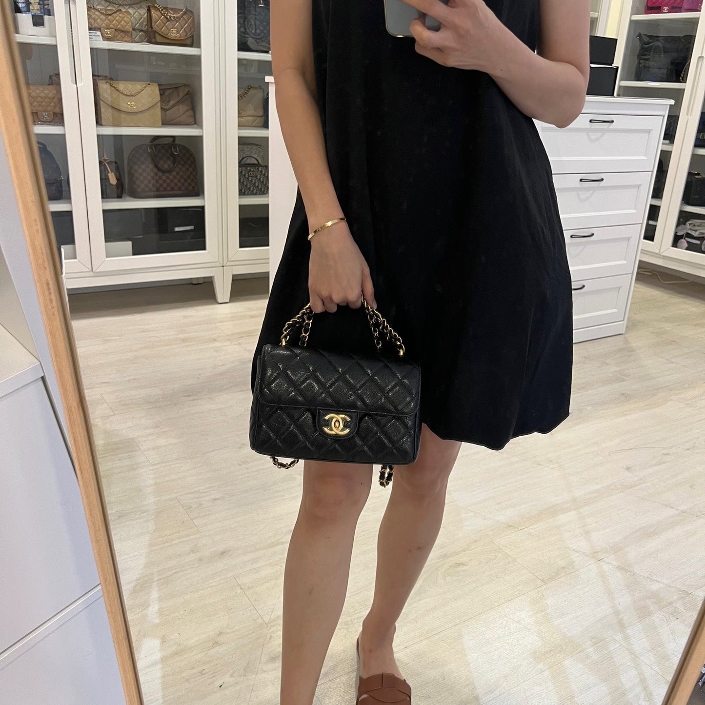 Chanel 25P Seasonal Small / Mini Flap Bag in Black Caviar and AGHW (Model: AS5240)