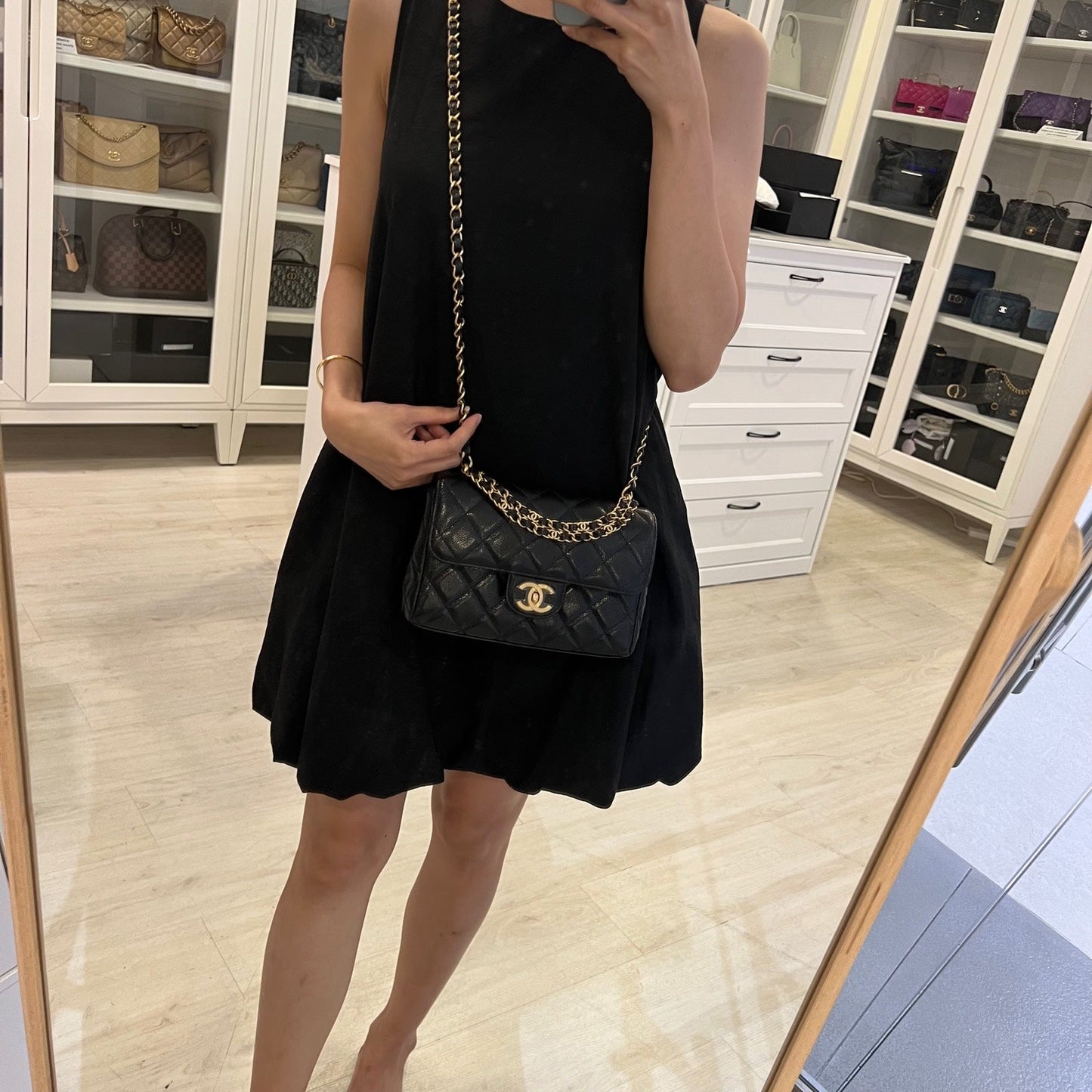 Chanel 25P Seasonal Small / Mini Flap Bag in Black Caviar and AGHW (Model: AS5240)