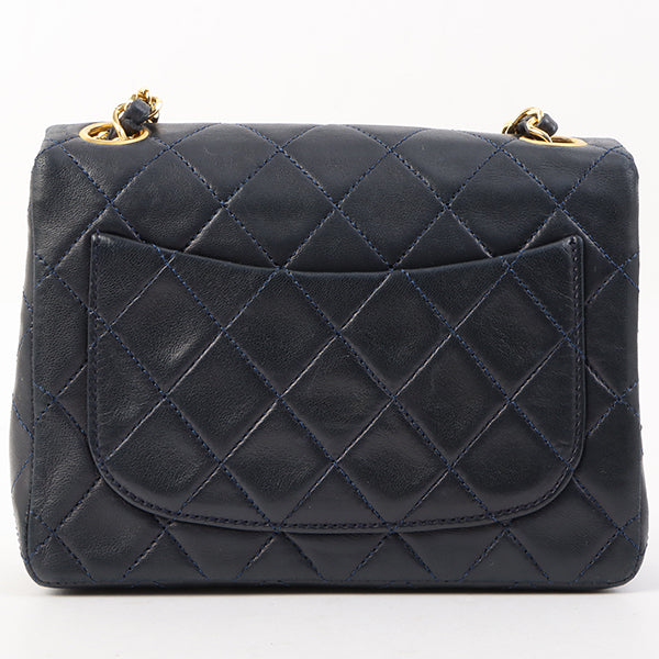 Chanel Around 1990 Made Classic Flap Chain Bag Mini Navy