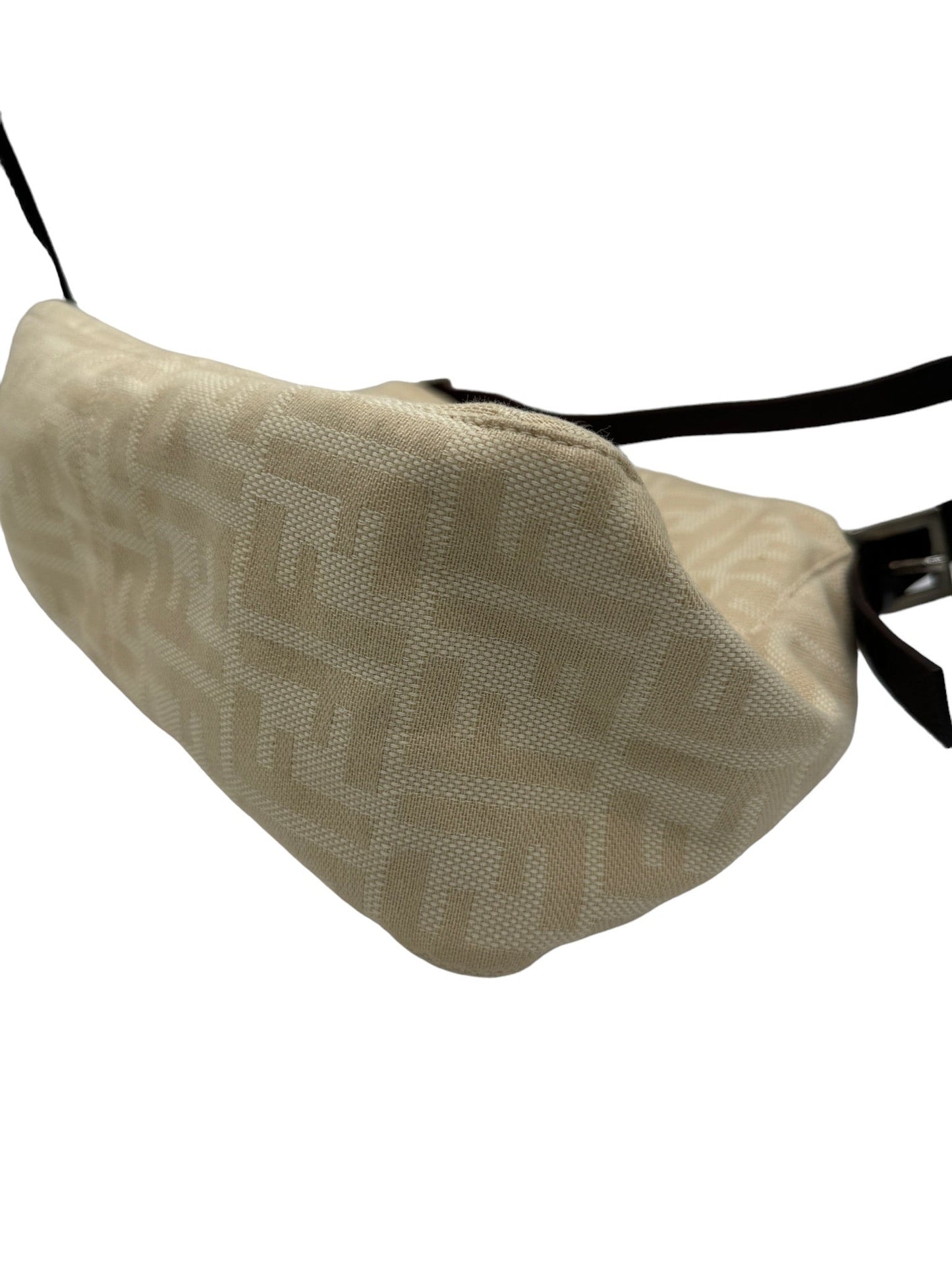 FENDI - Mama Bucket Handbag Cream Dark Brown Jacquard Leather