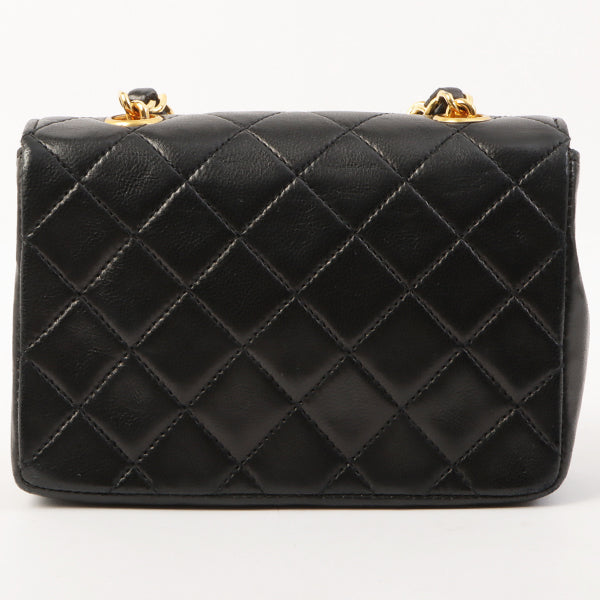 Chanel Around 1990 Made Straight Flap Turn-Lock Chain Bag Mini Black
