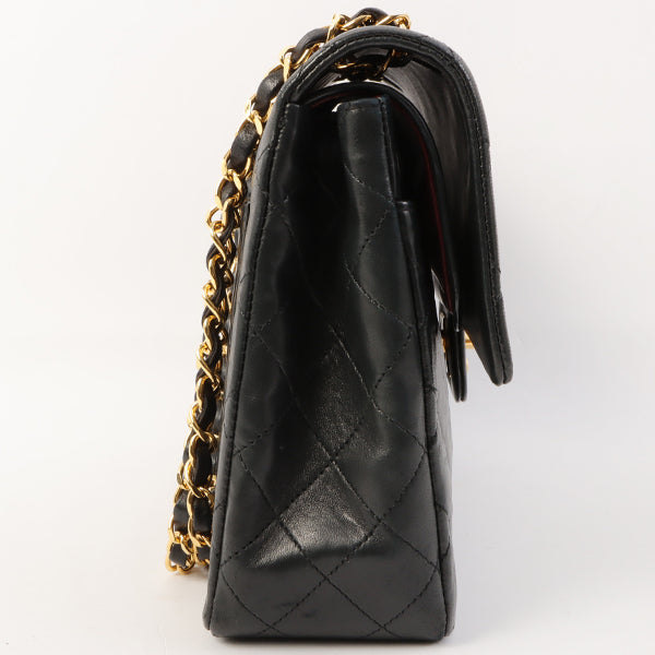 Chanel Around 1990 Made Classic Flap Turn-Lock Chain Bag Black