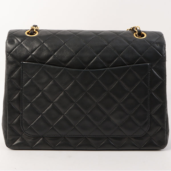Chanel Around 1990 Made Classic Flap Turn-Lock Chain Bag Black