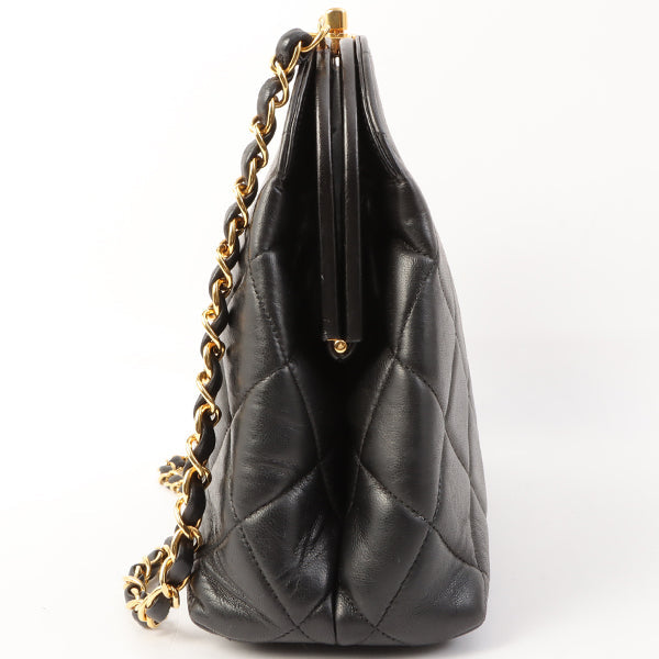 Chanel Around 1997 Made Turn-Lock Metal Clasp Chain Shoulder Bag Black
