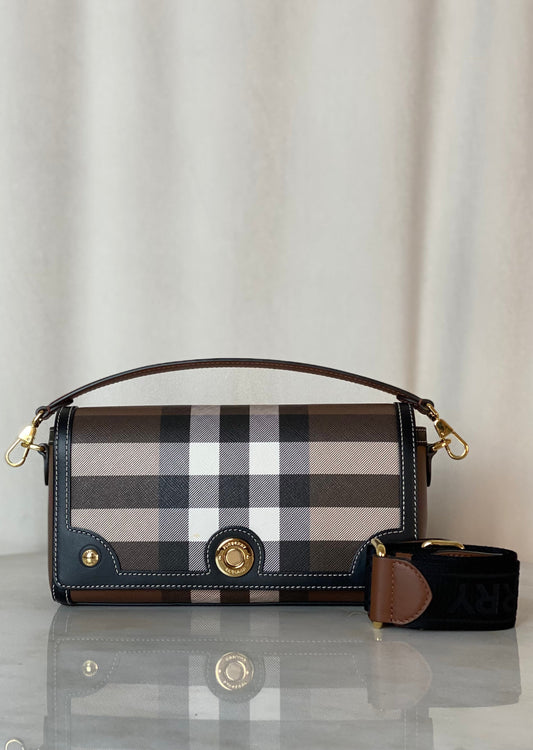 Burberry Dark Birch Brown Top Handle Note Bag