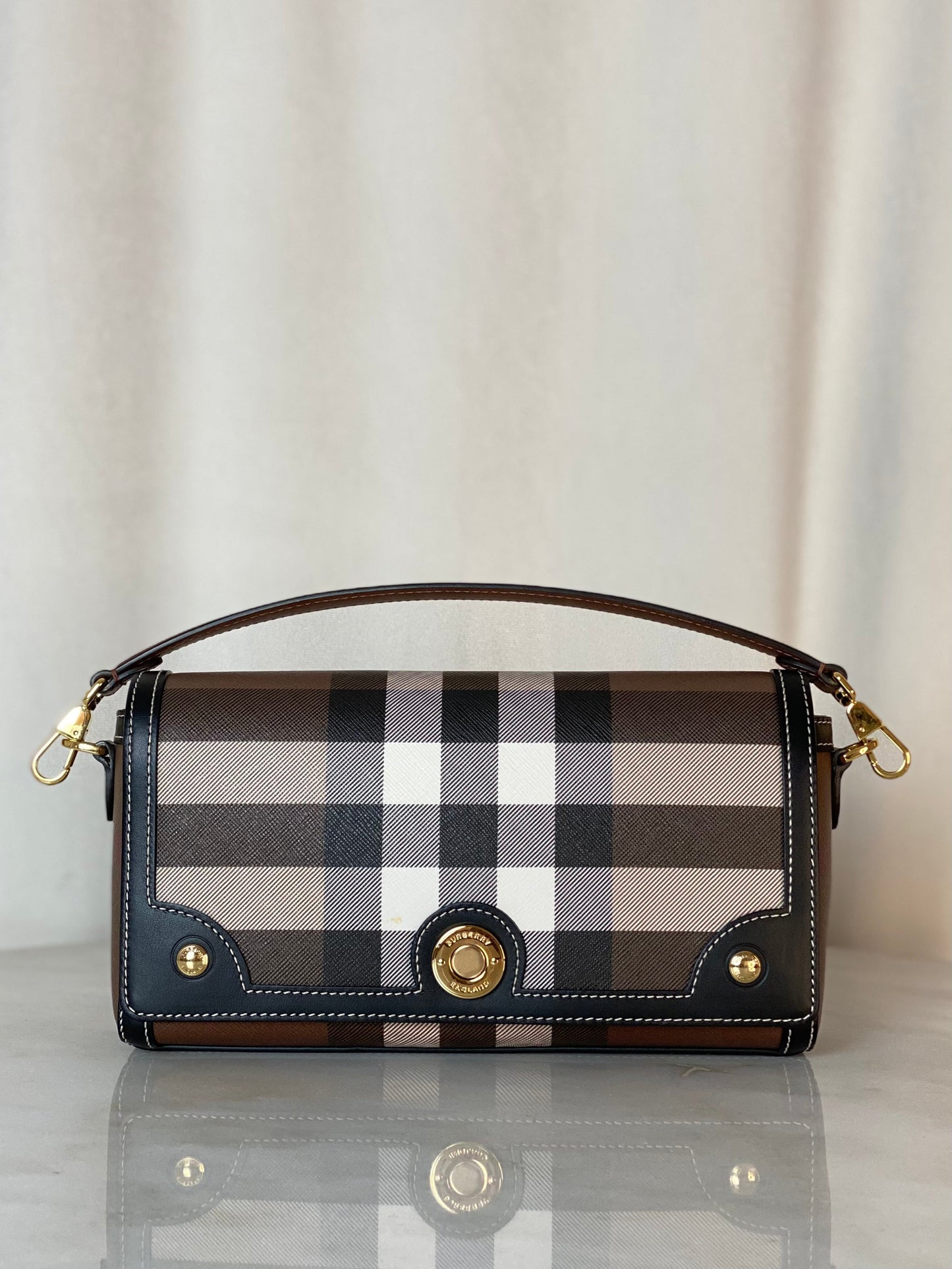 Burberry Dark Birch Brown Top Handle Note Bag
