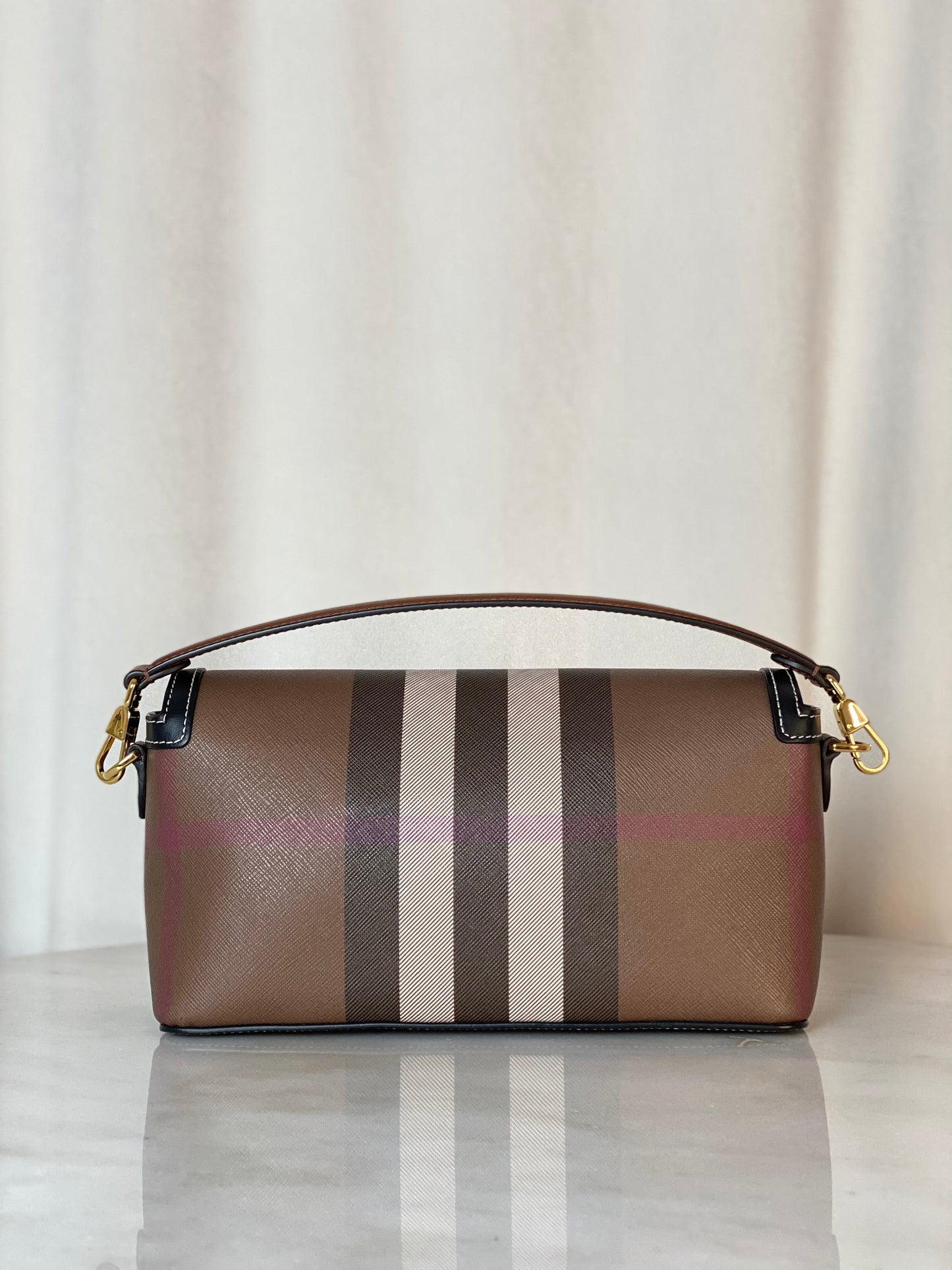 Burberry Dark Birch Brown Top Handle Note Bag