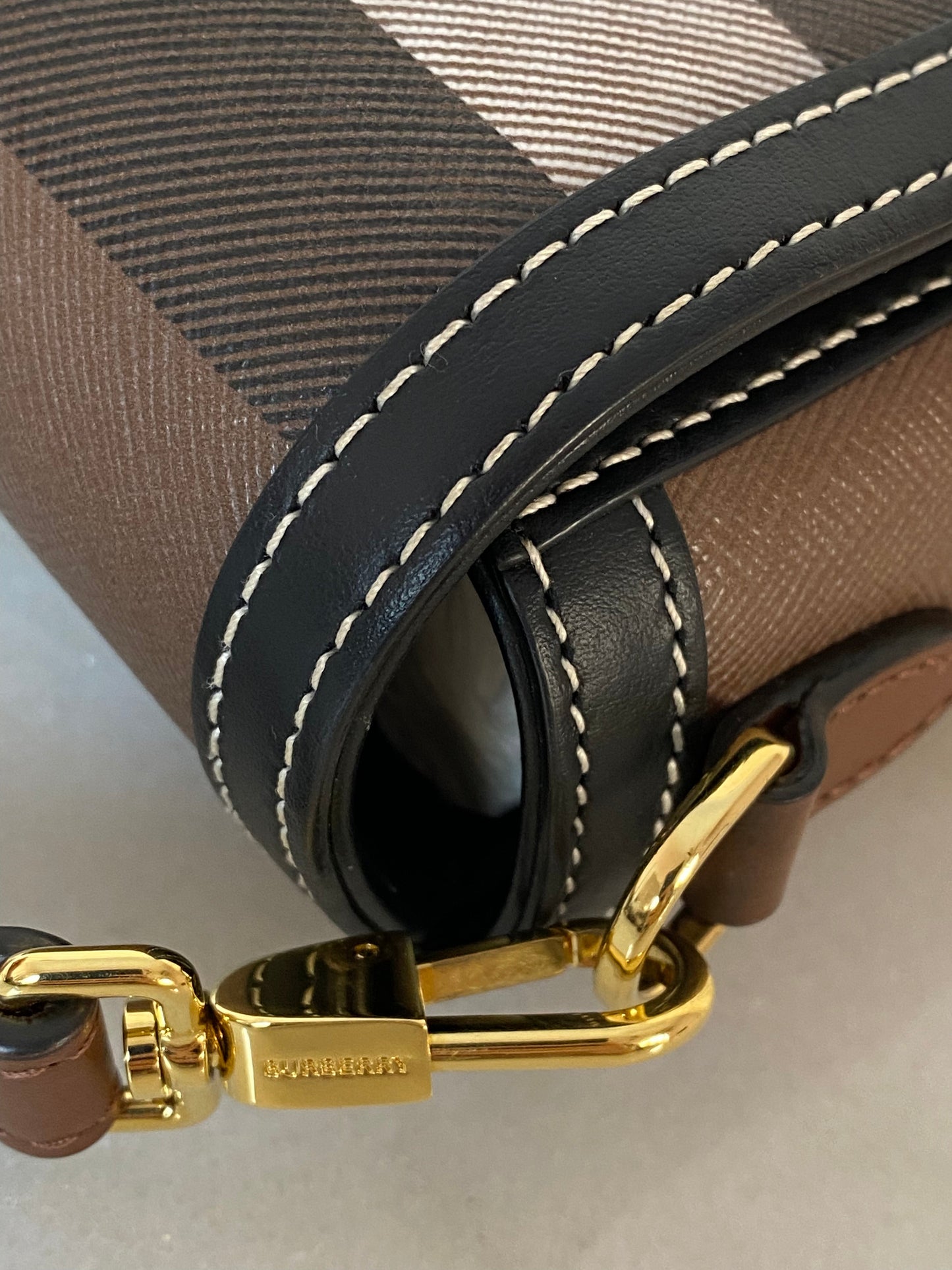 Burberry Dark Birch Brown Top Handle Note Bag