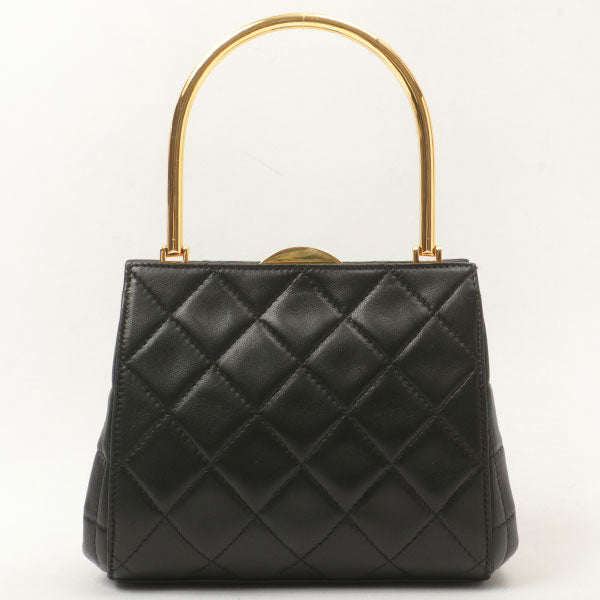 Chanel Around 1998 Made Logo Metal Clasp Handbag Black
