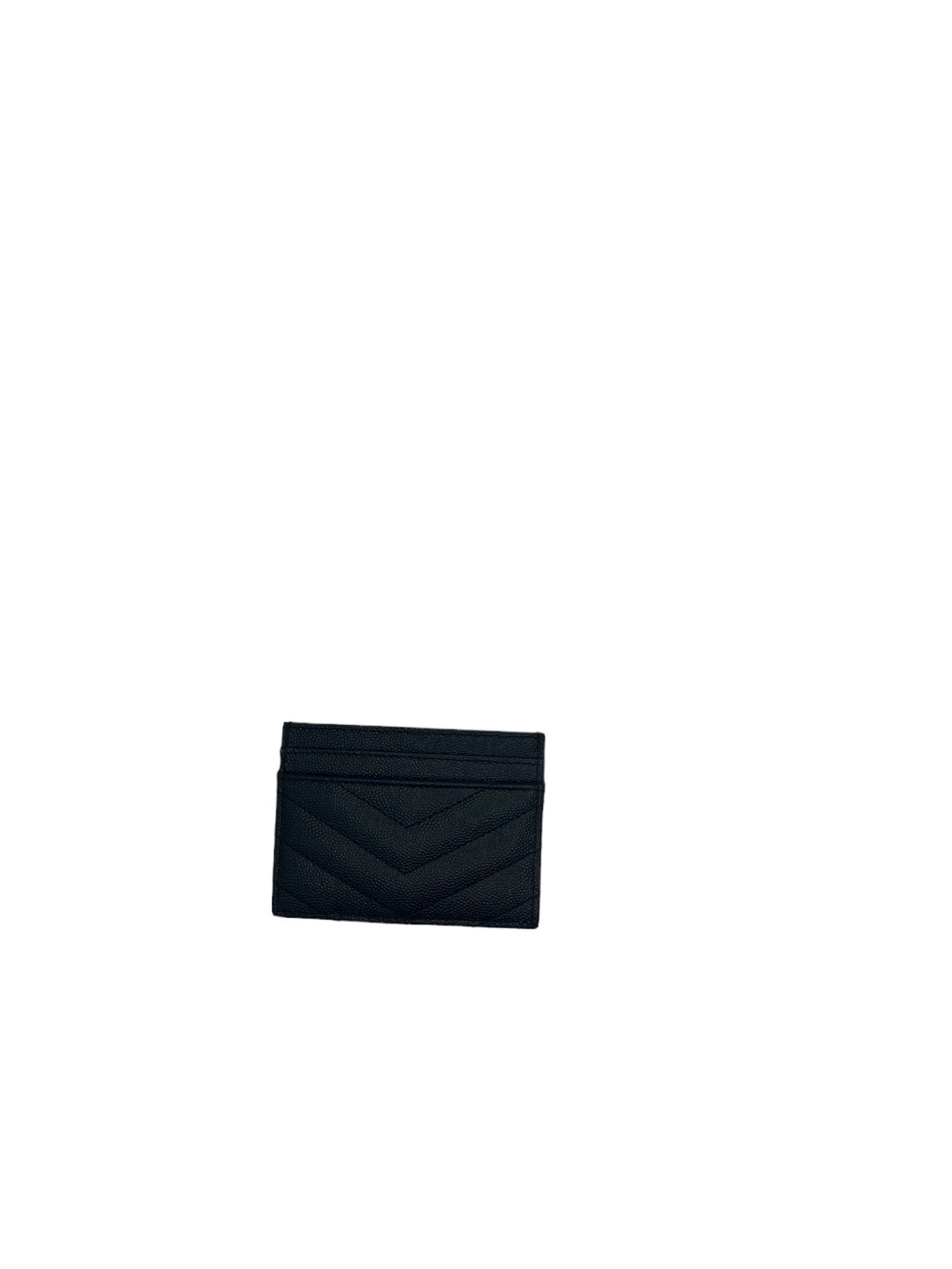 SAINT LAURENT - Black Grain De Poudre Chevron Monogram Credit Card Case