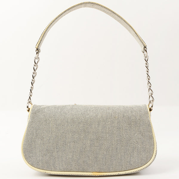 Chanel Around 2006 Made Camellia Design Chain Handbag Yellow/Black