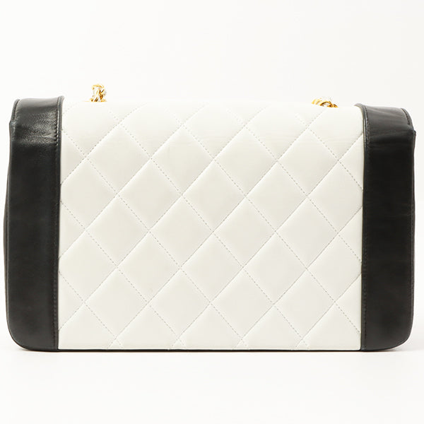 Chanel Around 1992 Made Diana Flap Chain Bag 25Cm Black/White